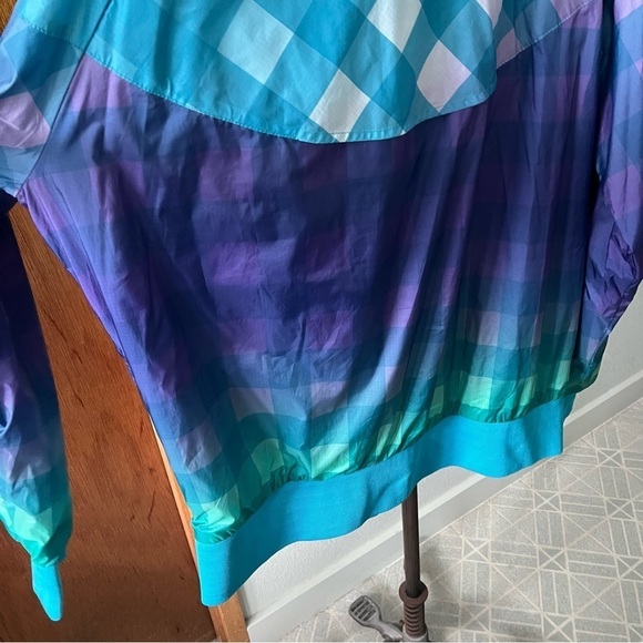 NIKE sz XL Gingham Windrunner Full Zip Windbreaker Jacket Blue Purple - Picture 4 of 12